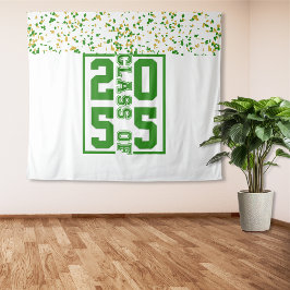 Groene Witte Gouden Afstudeerklas Typografie Wandkleed