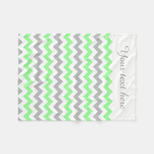 Groene, witte, grijze Chevron Aangepaste Tekstbank Fleece Deken (Voorkant (Horizontaal))