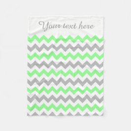 Groene, witte, grijze Chevron Aangepaste Tekstbank Fleece Deken