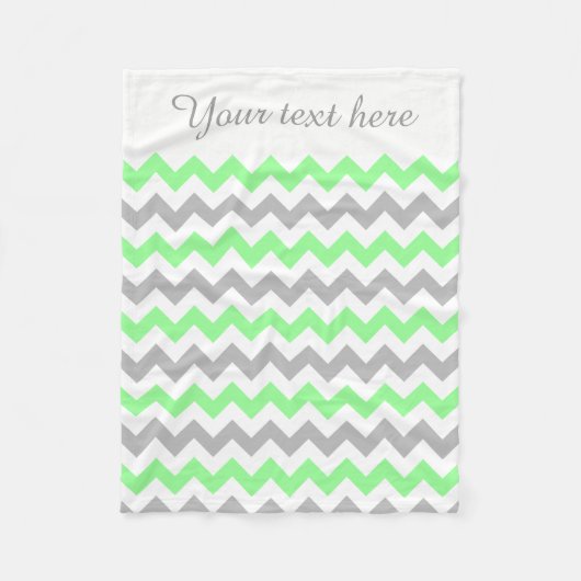 Groene, witte, grijze Chevron Aangepaste Tekstbank Fleece Deken (Voorkant)