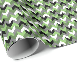 Groene, witte, grijze en zwarte Chevron Arrow Cadeaupapier