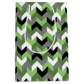 Groene, witte, grijze en zwarte Chevron Arrow Medium Cadeauzakje (Voorkant)