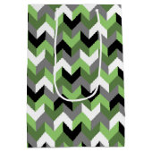 Groene, witte, grijze en zwarte Chevron Arrow Medium Cadeauzakje (Achterkant)