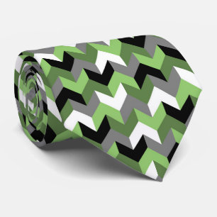 Groene, witte, grijze en zwarte Chevron Arrow Stropdas