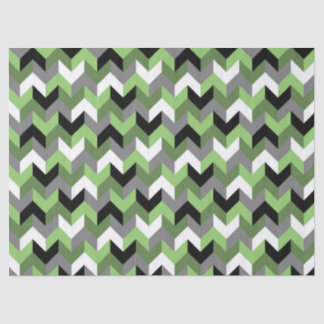 Groene, witte, grijze en zwarte Chevron Arrow Tissuepapier
