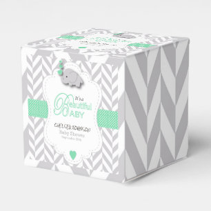 Groene, Witte Grijze Olifant Baby Shower Bedankdoosjes
