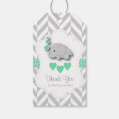 Groene, witte grijze olifant Baby shower dank u Cadeaulabel (Voorkant)