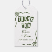 Groene & Witte Hand Getrokken Boog Huwelijk Cadeaulabel (Voorkant)