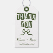 Groene & Witte Hand Getrokken Boog Huwelijk Cadeaulabel (Voorkant)