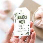 Groene & Witte Hand Getrokken Boog Huwelijk Cadeaulabel