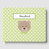 GROENE & WITTE HARTEN MET TEDDYBEER GASTENBOEK (Voorkant)