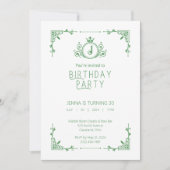 Groene & Witte Herfst Verjaardagsuitnodiging 2 Kaart (Voorkant)