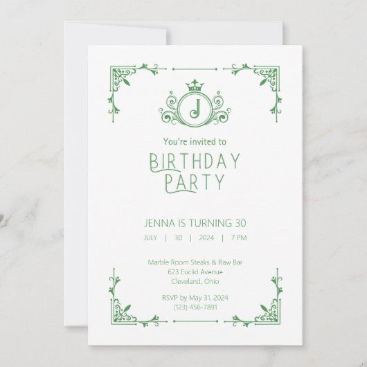 Groene & Witte Herfst Verjaardagsuitnodiging 2 Kaart (Voorkant)