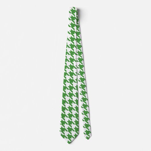 Groene & Witte Houndstooth stropdas (Voorkant)