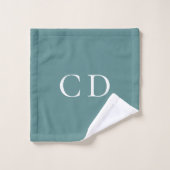 Groene witte initialen minimalistisch bad handdoek (Wasdoekje)