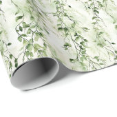 Groene Witte Ivy Bladeren Oerwoud Verjaardag Cadeaupapier (Rol Hoek)