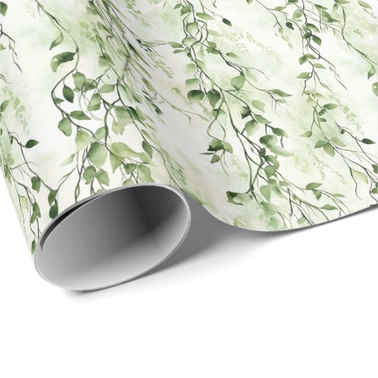 Groene Witte Ivy Bladeren Oerwoud Verjaardag Cadeaupapier (Rol Hoek)
