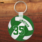 groene witte jongens volleyball , teamkleuren voll sleutelhanger (Achterkant)