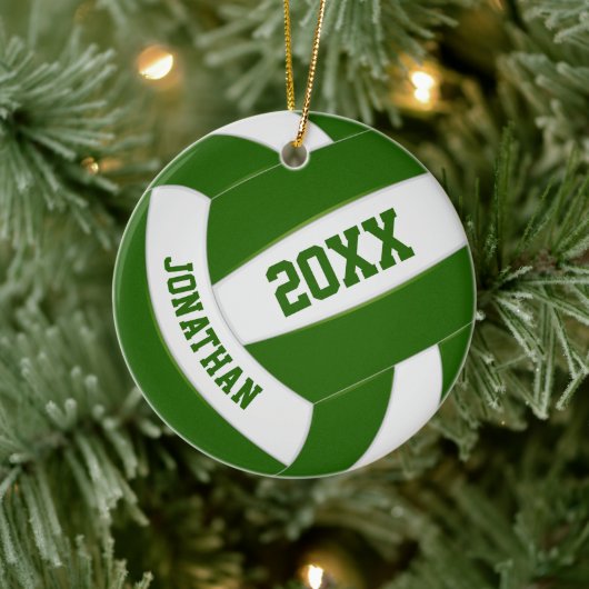 groene witte jongens volleybalteam kleuren keramisch ornament (Boom)