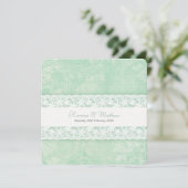 Groene witte kanten trouw bruid ouders uitnodiging (Staand voorkant)