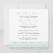 Groene witte kanten trouw bruid ouders uitnodiging (Achterkant)