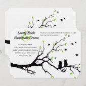 Groene Witte Kat Liefhebbers bruiloft uitnodiging (Voorkant / Achterkant)