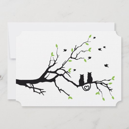 Groene Witte Kat Liefhebbers bruiloft uitnodiging (Achterkant)