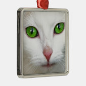 Groene witte kat metalen ornament (Rechts)