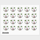 Groene witte kat ronde sticker (Vel)