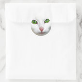 Groene witte kat ronde sticker (Tas)