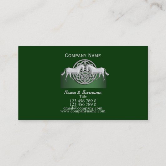 Groene witte kelder voor paardenhandel visitekaartje (Voorkant)