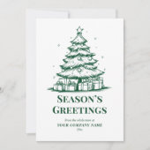 Groene Witte Kerstboom Custom Logo Business Feestdagenkaart (Voorkant)