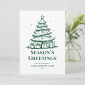 Groene Witte Kerstboom Custom Logo Business Feestdagenkaart (Staand voorkant)