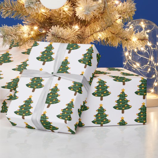 Groene Witte Kerstboom Vakantie Inpakpapier (Feestdagen)