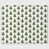 Groene Witte Kerstboom Vakantie Inpakpapier (Vlak)