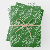 Groene, witte kersttypografie en feestdagen voor s inpakpapier vel (In situ)