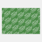 Groene, witte kersttypografie en feestdagen voor s inpakpapier vel (Voorkant)
