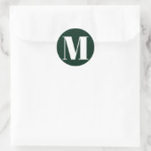 Groene witte klas van het monogram initiaal aanpas ronde sticker (Tas)