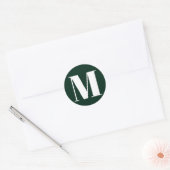 Groene witte klas van het monogram initiaal aanpas ronde sticker (Envelop)