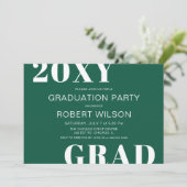 Groene Witte Klettertypografie Afstudeerfeest Kaart (Staand voorkant)