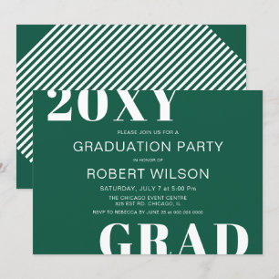 Groene Witte Klettertypografie Afstudeerfeest Kaart