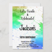 Groene witte kleuren Verf Verlichtingsdag Uitnodig Kaart (Voorkant)