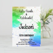 Groene witte kleuren Verf Verlichtingsdag Uitnodig Kaart (Staand voorkant)