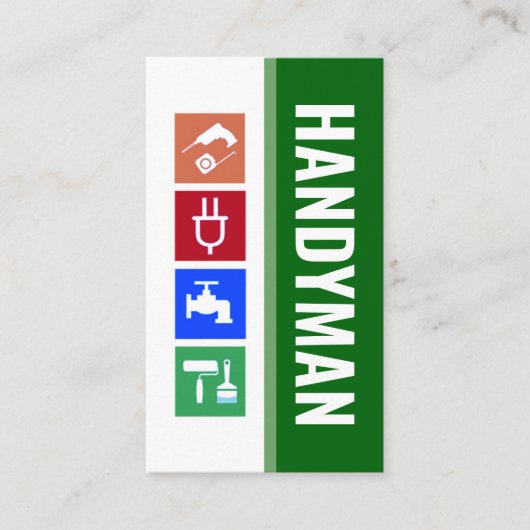 Groene Witte Lagen Handyman Gereedschap Visitekaartje (Voorkant)