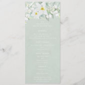 Groene witte lente bloemen plat 4 gangen Pasen Menu (Voorkant)