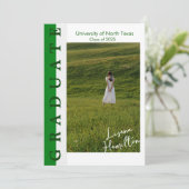 Groene Witte Lineaire Diploma Uitnodigingskaart Kaart (Staand voorkant)