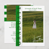 Groene Witte Lineaire Diploma Uitnodigingskaart Kaart (Voorkant / Achterkant)