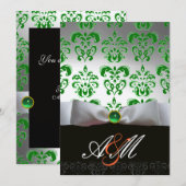 GROENE WITTE LINT & ZWARTE DAMASTEN MONOGRAM Gold Kaart (Voorkant / Achterkant)