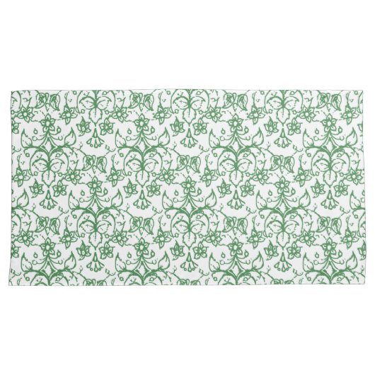 Groene witte maagdenpalmen Bloemenkantachtig patro Kussensloop (Voorkant-Rechts)