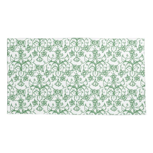 Groene witte maagdenpalmen Bloemenkantachtig patro Kussensloop (Achterkant-Links)